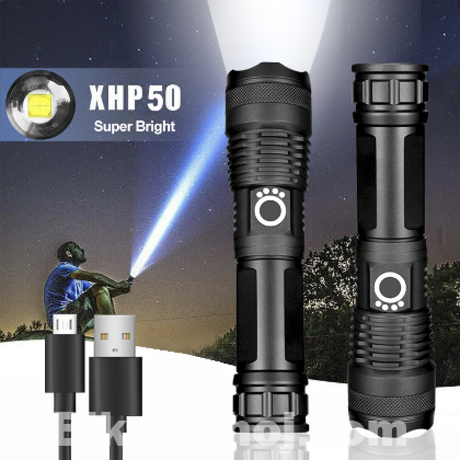 Rechargeable Zoom LED Flashlight USB Torch Light